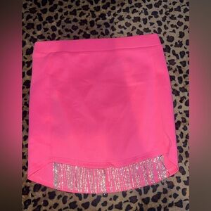 🩷Pink Mini Skirt with Crystal Fringe🩷